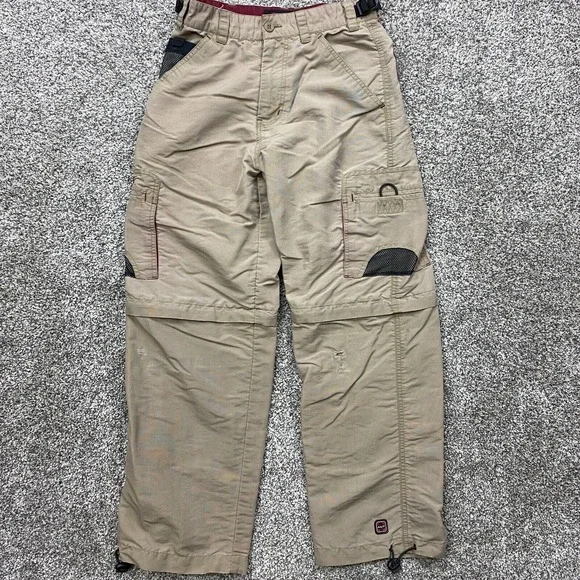 Vintage Lee Pipes pants Youth 12R Tan Cargo High Performance Convertible - Picture 1 of 12